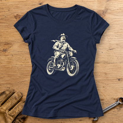 Theodore Roosevelt Laughing Scrambler Women's T-Shirt - Navy - bench