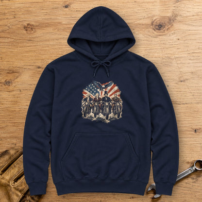 G. Washington, T. Jefferson, A. Lincoln & T. Roosevelt Ride Hoodie - Navy - bench