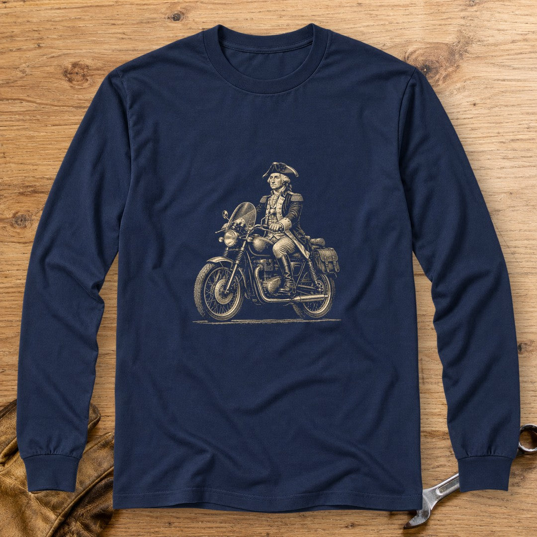 George Washington Founding Tourer Long Sleeve T-Shirt - Navy - bench