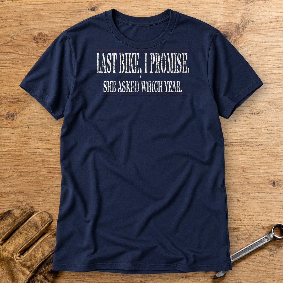 Last Bike Promise T-Shirt - Navy - bench
