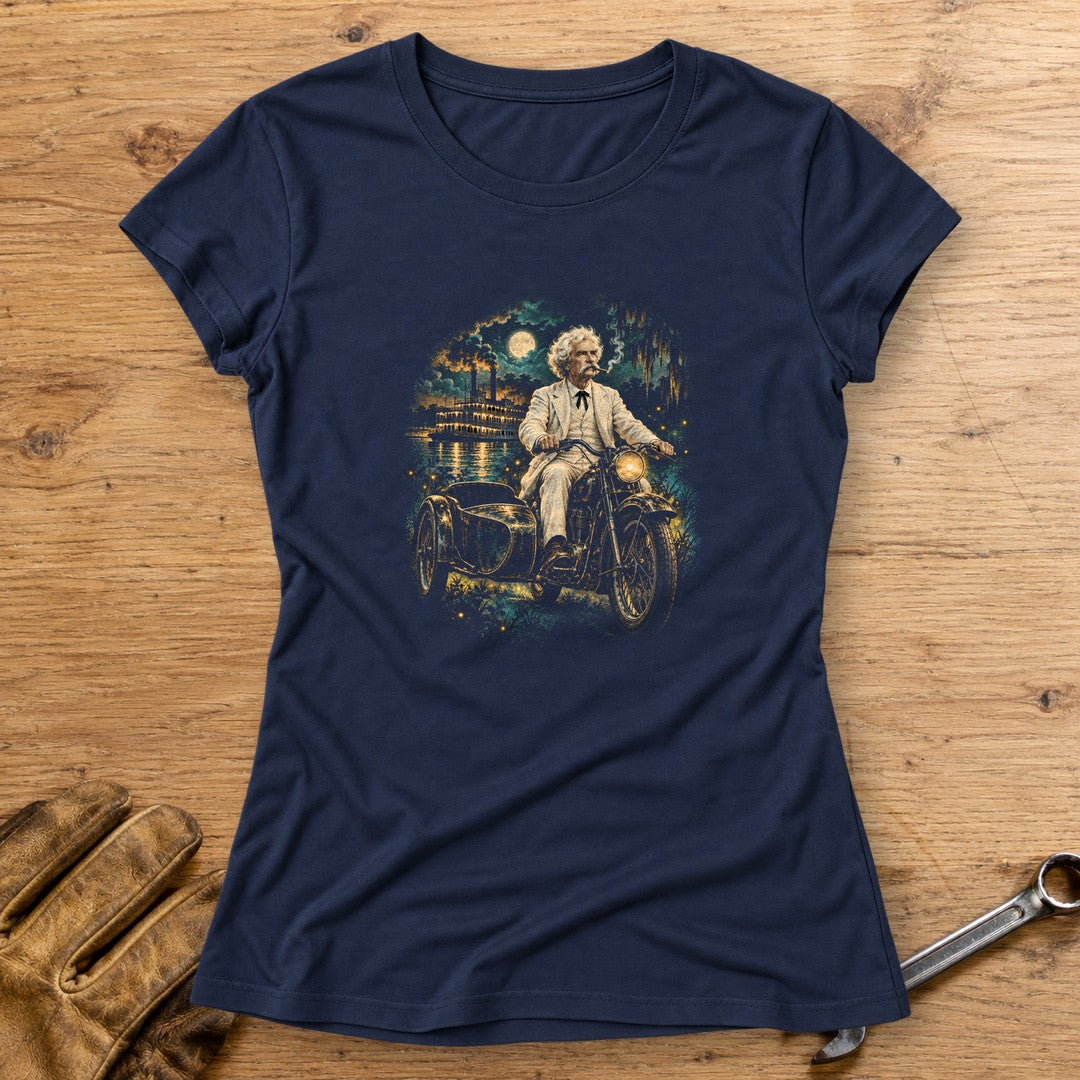 Mark Twain Sidecar Evening Women's T-Shirt - Navy - bench