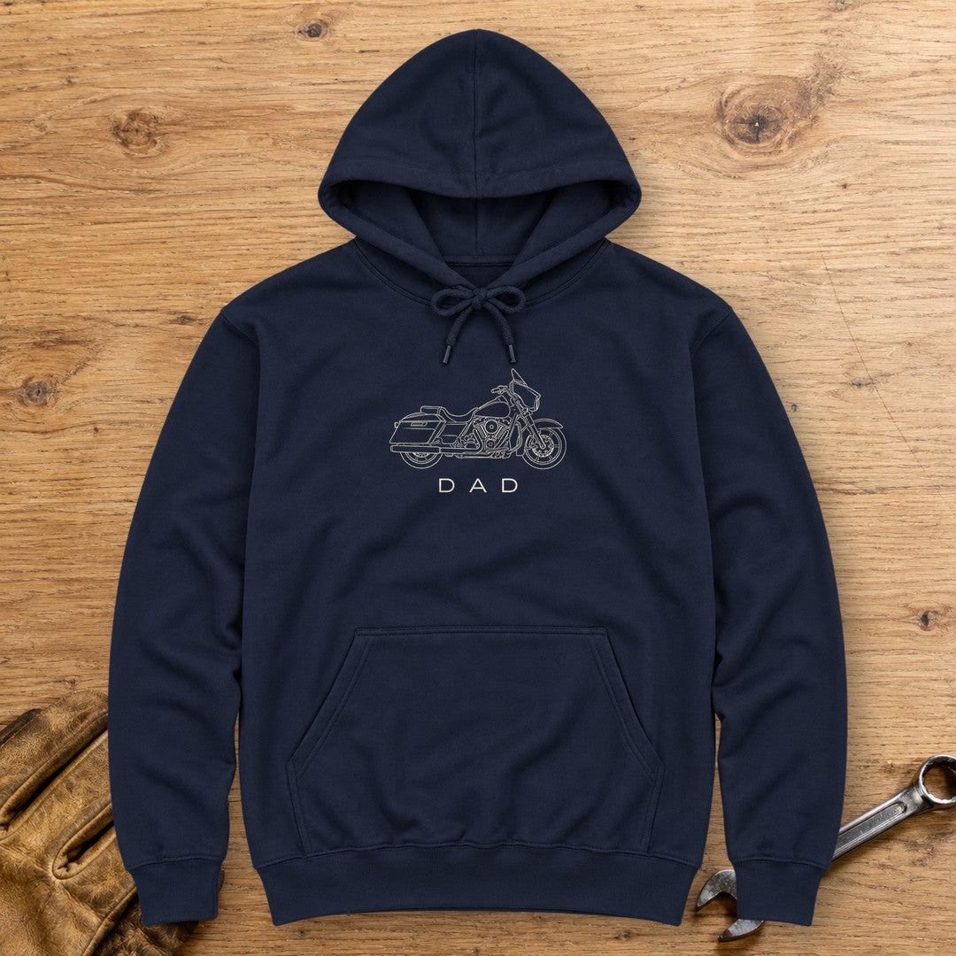 Biker Dad Hoodie - Navy - bench