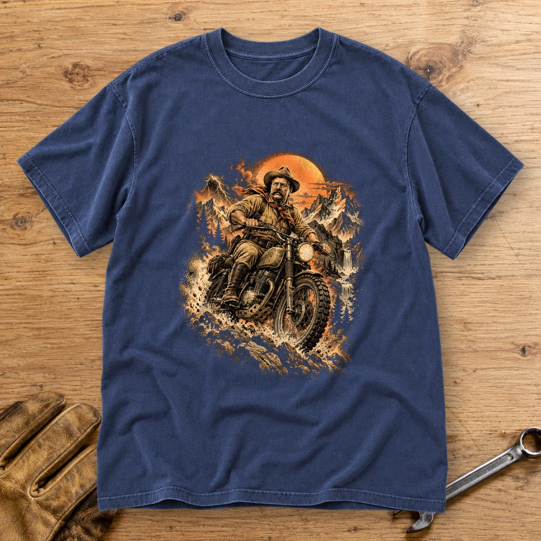 Theodore Roosevelt Mountain Trail Premium T-Shirt - Navy - bench