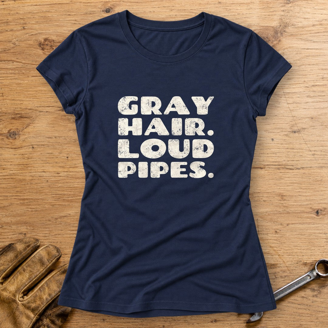 Gray Hair Loud Pipes Women's T-Shirt - Navy - bench