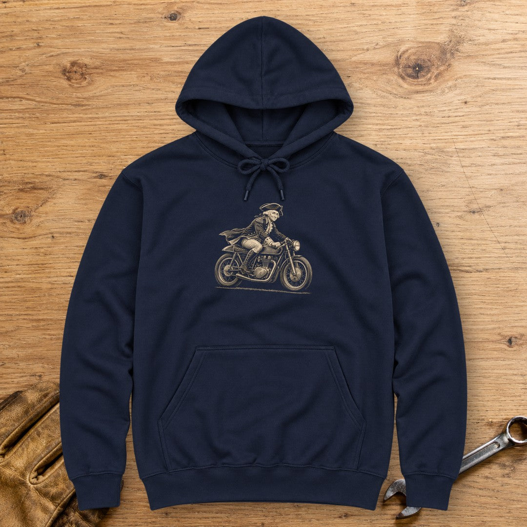 George Washington Cafe Racer Hoodie - Navy - bench