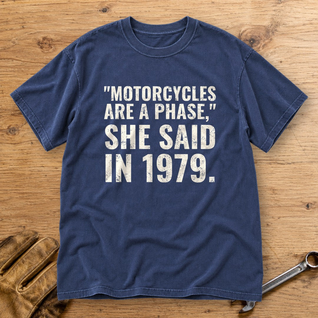 Motorcycles Are A Phase Premium T-Shirt - Navy - bench