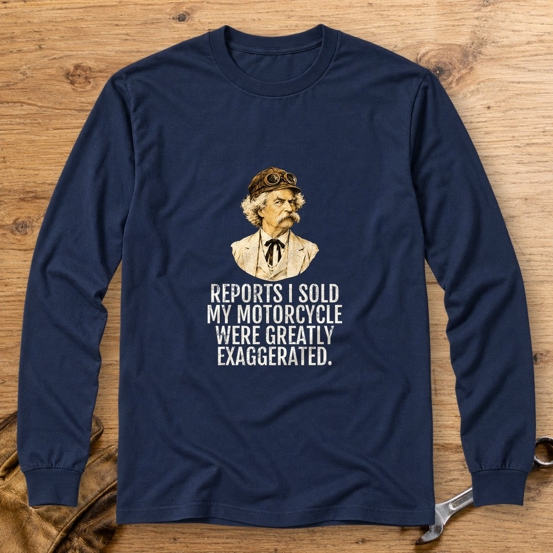 Mark Twain Greatly Exaggerated Long Sleeve T-Shirt - Navy - bench