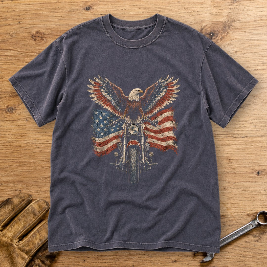 Eagle on the Handlebars Premium T-Shirt - Navy - bench