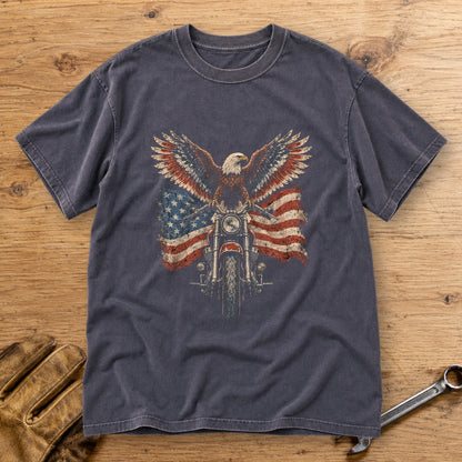 Eagle on the Handlebars Premium T-Shirt - Navy - bench