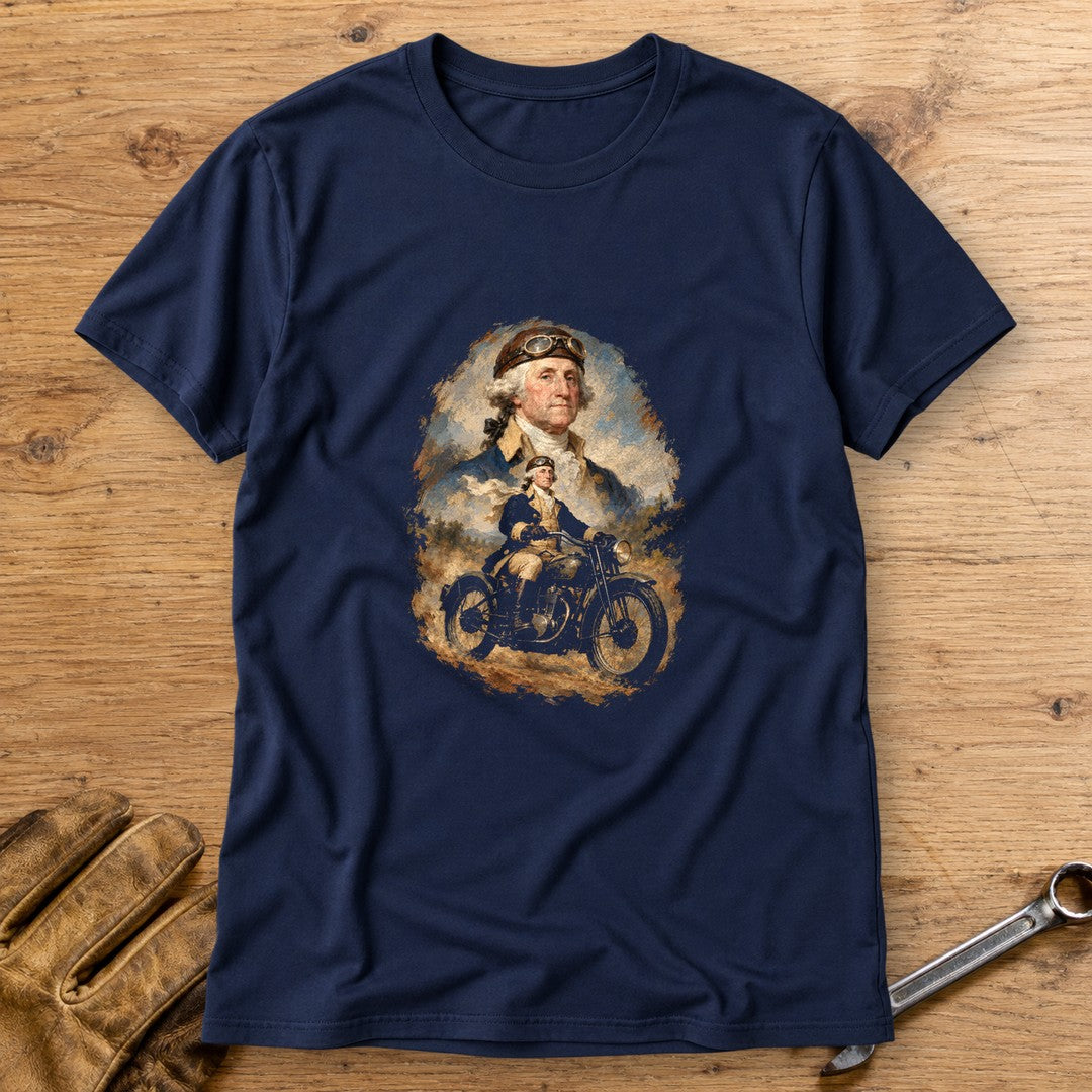 George Washington Goggles Portrait T-Shirt - Navy - bench
