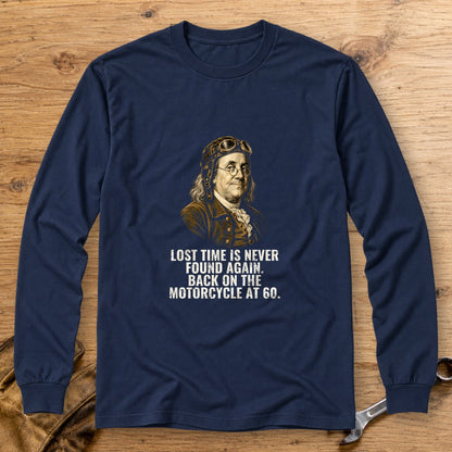 Benjamin Franklin Back On At 60 Long Sleeve T-Shirt - Navy - bench