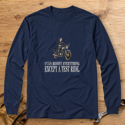 Oscar Wilde Except a Test Ride Long Sleeve T-Shirt - Navy - bench