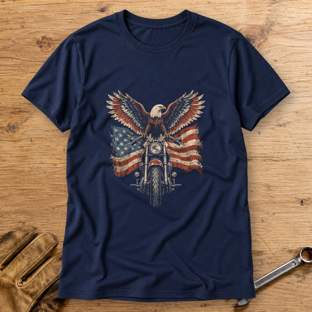 Eagle on the Handlebars T-Shirt - Navy - bench