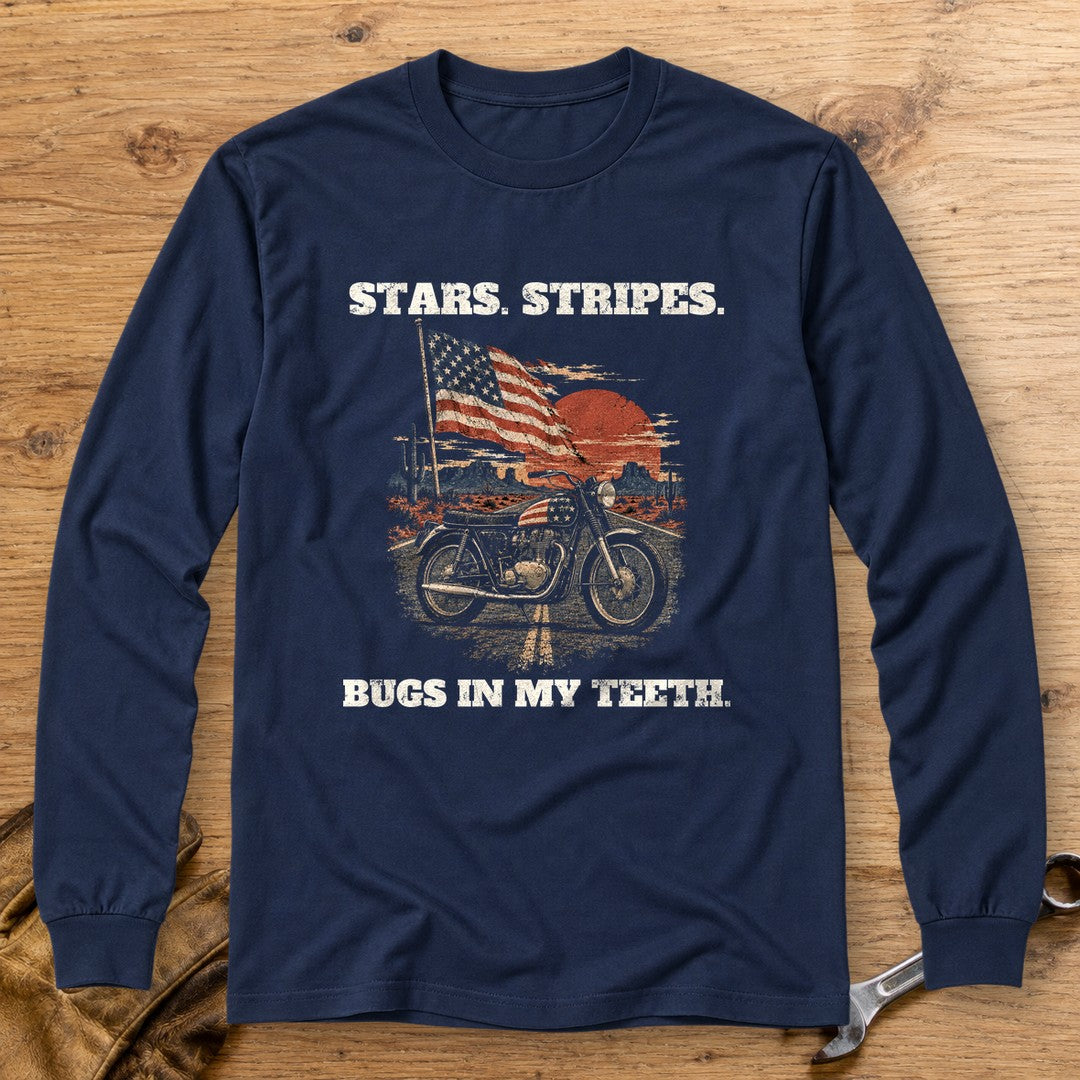 Bugs in My Teeth Long Sleeve T-Shirt - Navy - bench