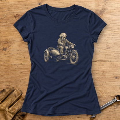 Albert Einstein Relatively Fast Sidecar Women's T-Shirt - Navy - bench