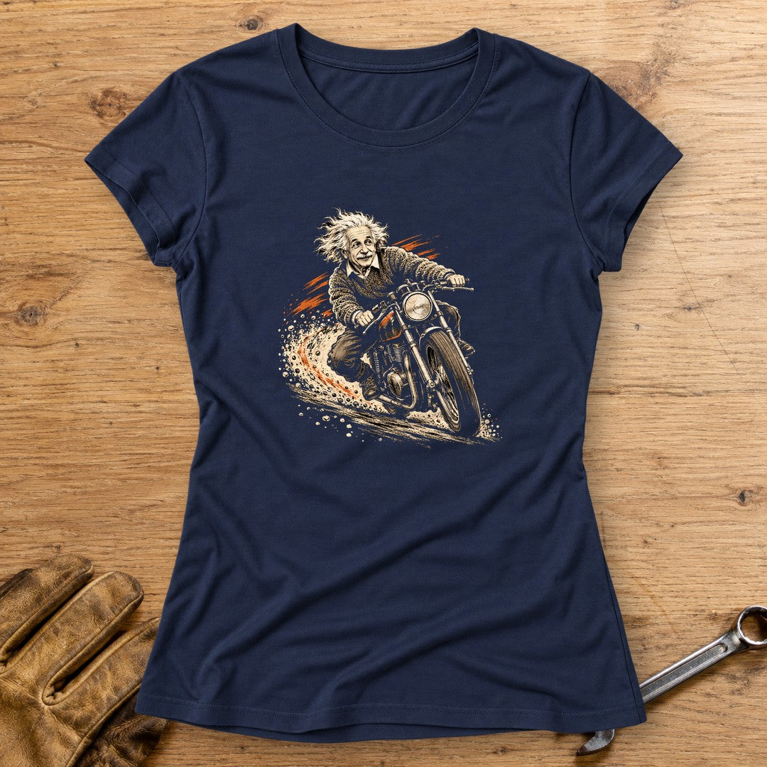 Albert Einstein Gravel Run Women's T-Shirt - Navy - bench