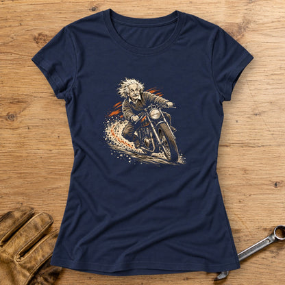 Albert Einstein Gravel Run Women's T-Shirt - Navy - bench