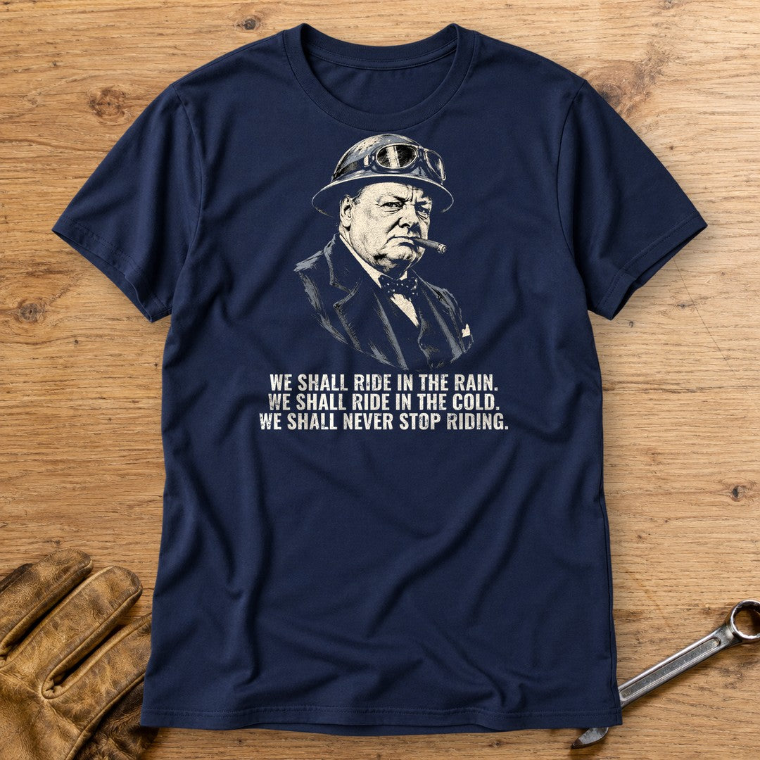 Winston Churchill We Shall Ride T-Shirt - Navy - bench