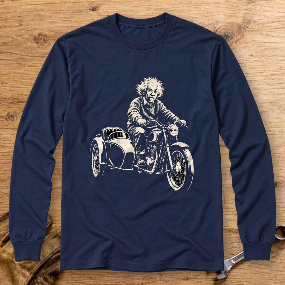 Albert Einstein Sidecar Long Sleeve T-Shirt - Navy - bench