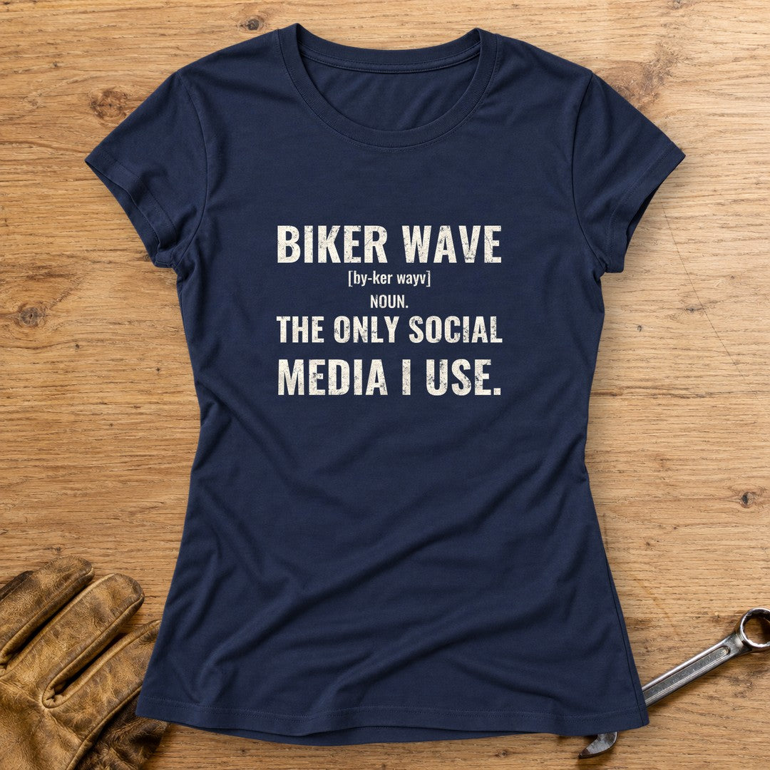 Biker Wave Women's T-Shirt - Navy - bench