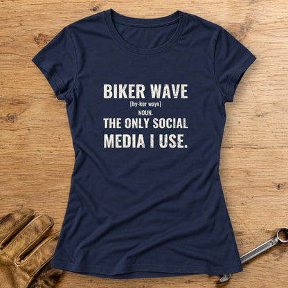 Biker Wave Women's T-Shirt - Navy - bench