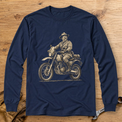 Theodore Roosevelt Rough Rider Long Sleeve T-Shirt - Navy - bench