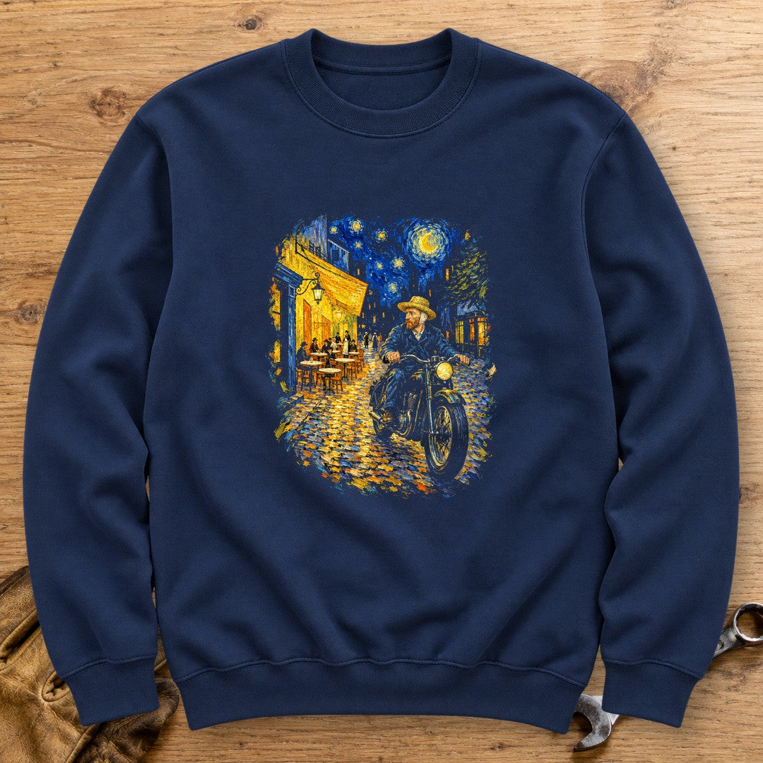 Vincent van Gogh Night Cafe Crewneck Sweatshirt - Navy - bench