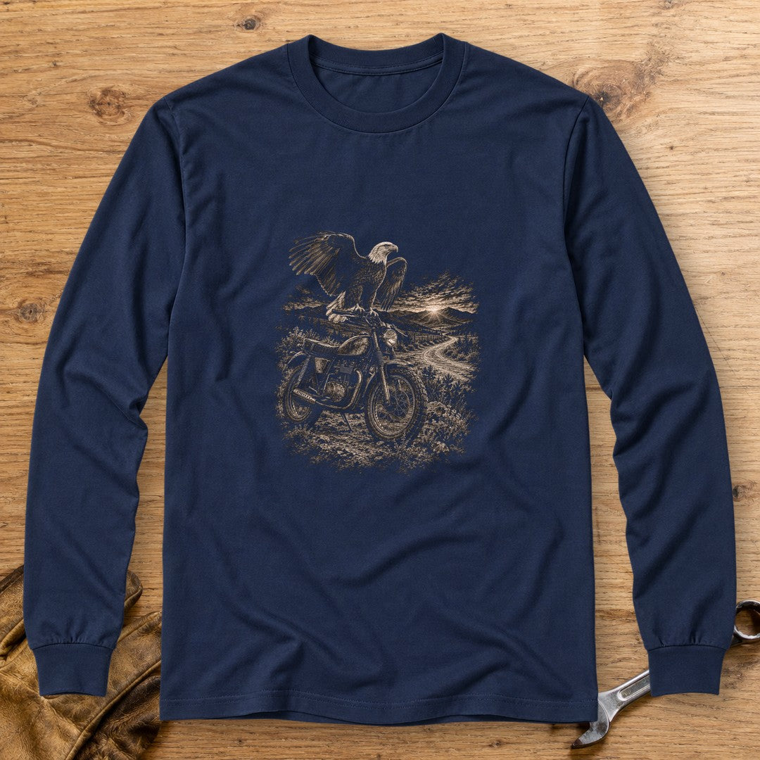 Eagle Lookout Long Sleeve T-Shirt - Navy - bench