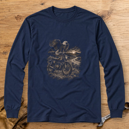 Eagle Lookout Long Sleeve T-Shirt - Navy - bench
