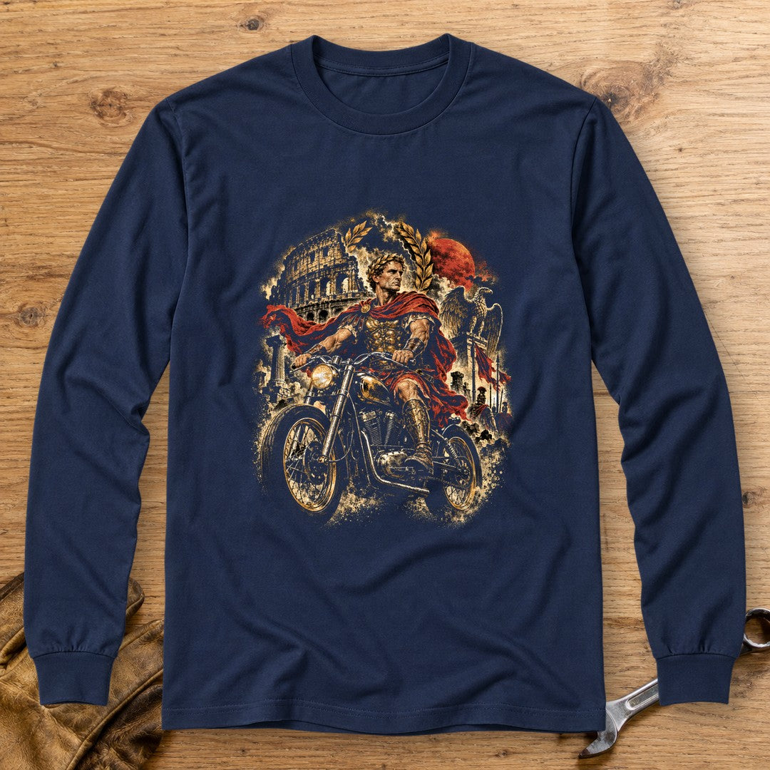 Julius Caesar Rides Rome Long Sleeve T-Shirt - Navy - bench
