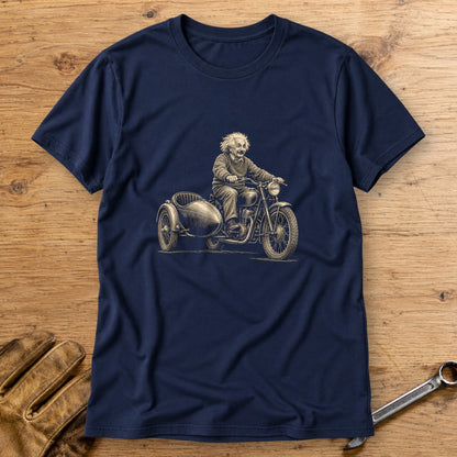 Albert Einstein Relatively Fast Sidecar T-Shirt - Navy - bench