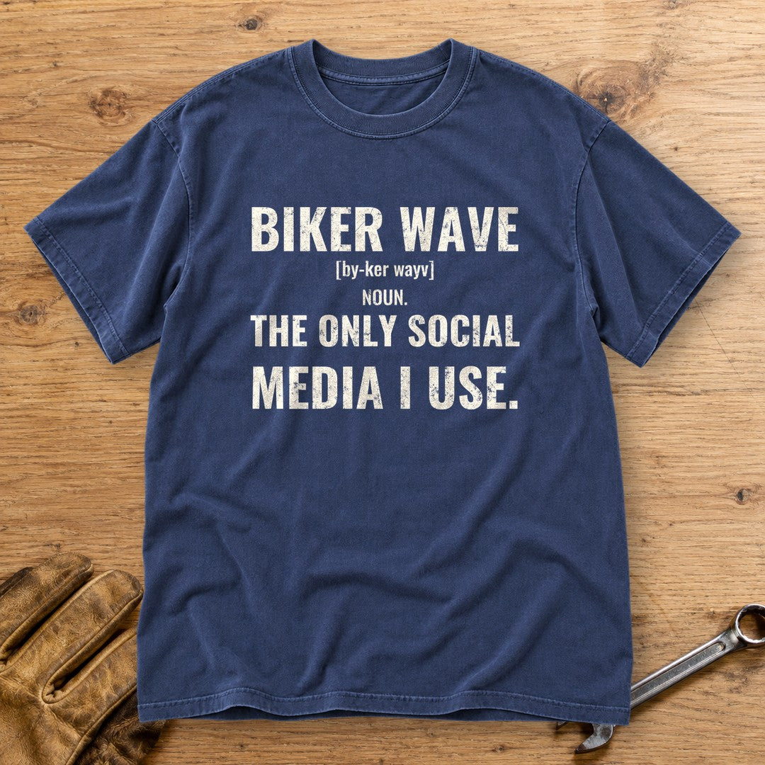 Biker Wave Premium T-Shirt - Navy - bench