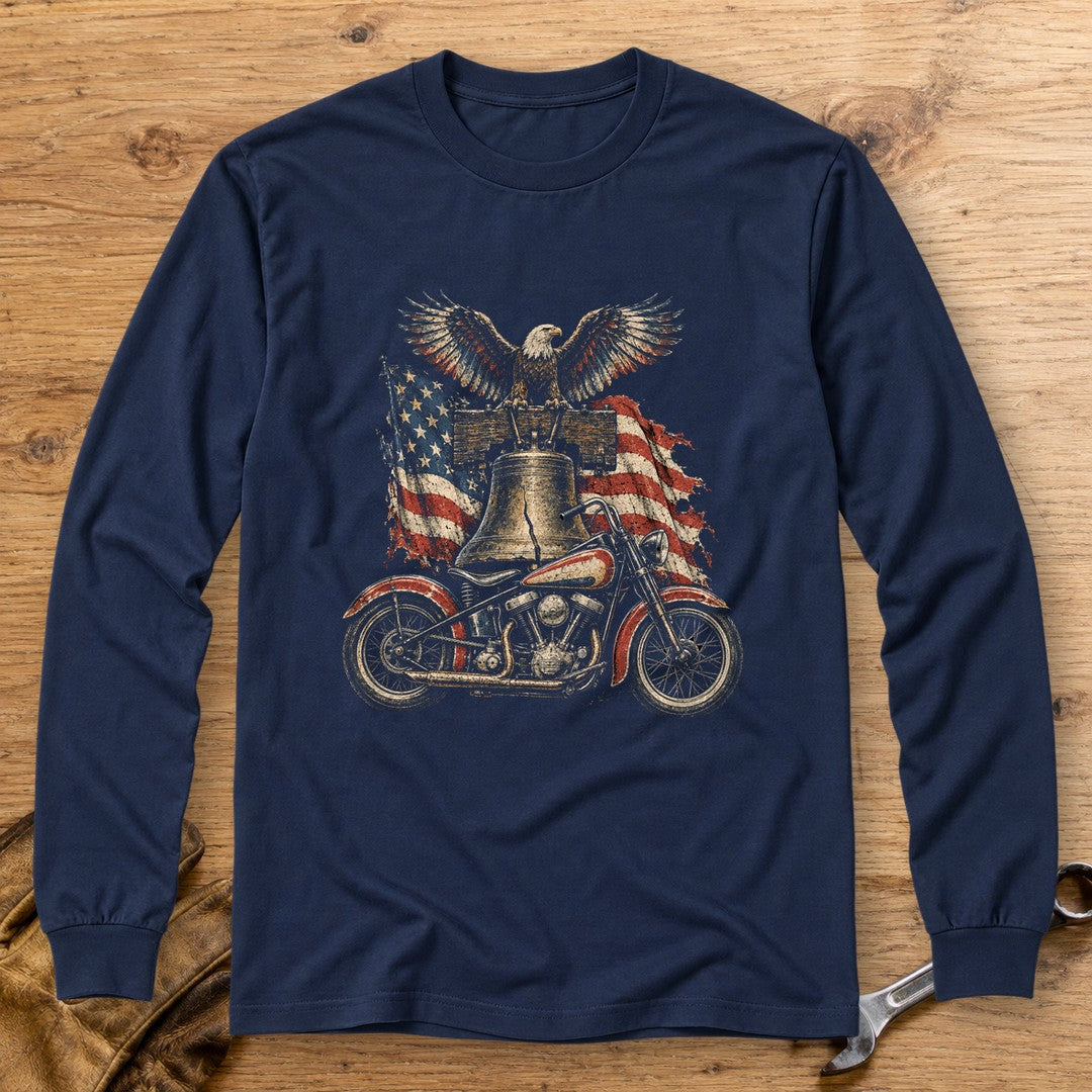 Liberty Bell Ride Long Sleeve T-Shirt - Navy - bench