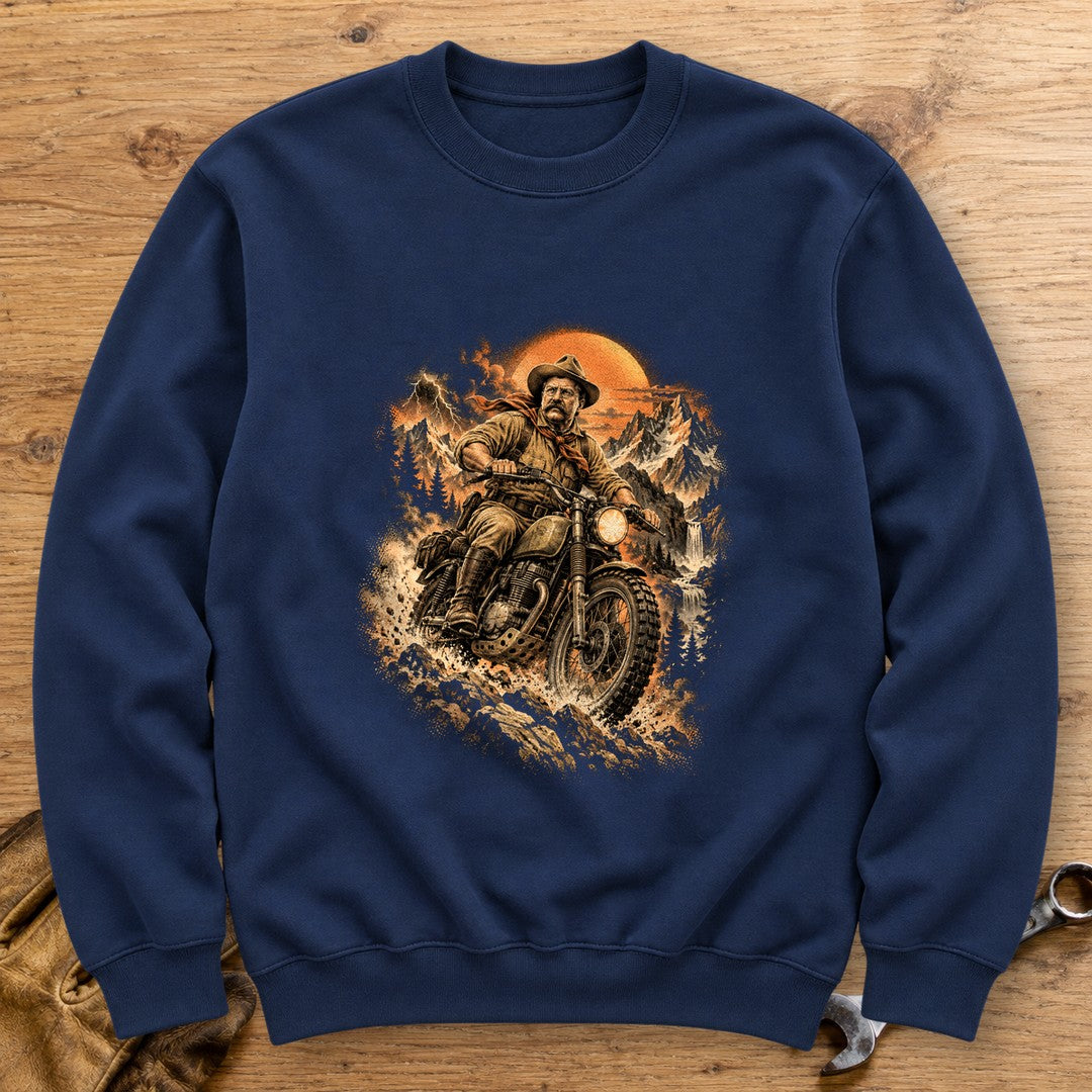 Theodore Roosevelt Mountain Trail Crewneck Sweatshirt - Navy - bench