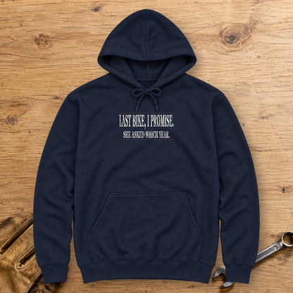 Last Bike Promise Hoodie - Navy - bench