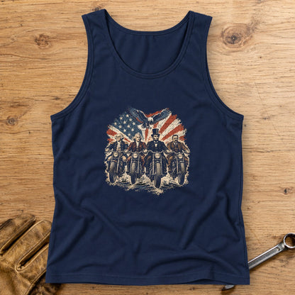 G. Washington, T. Jefferson, A. Lincoln & T. Roosevelt Ride Tank Top - Navy - bench