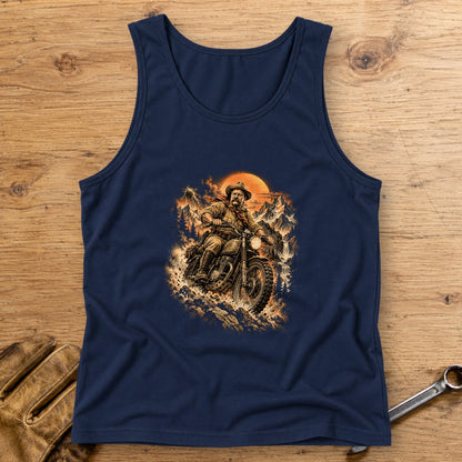 Theodore Roosevelt Mountain Trail Tank Top - Navy - bench
