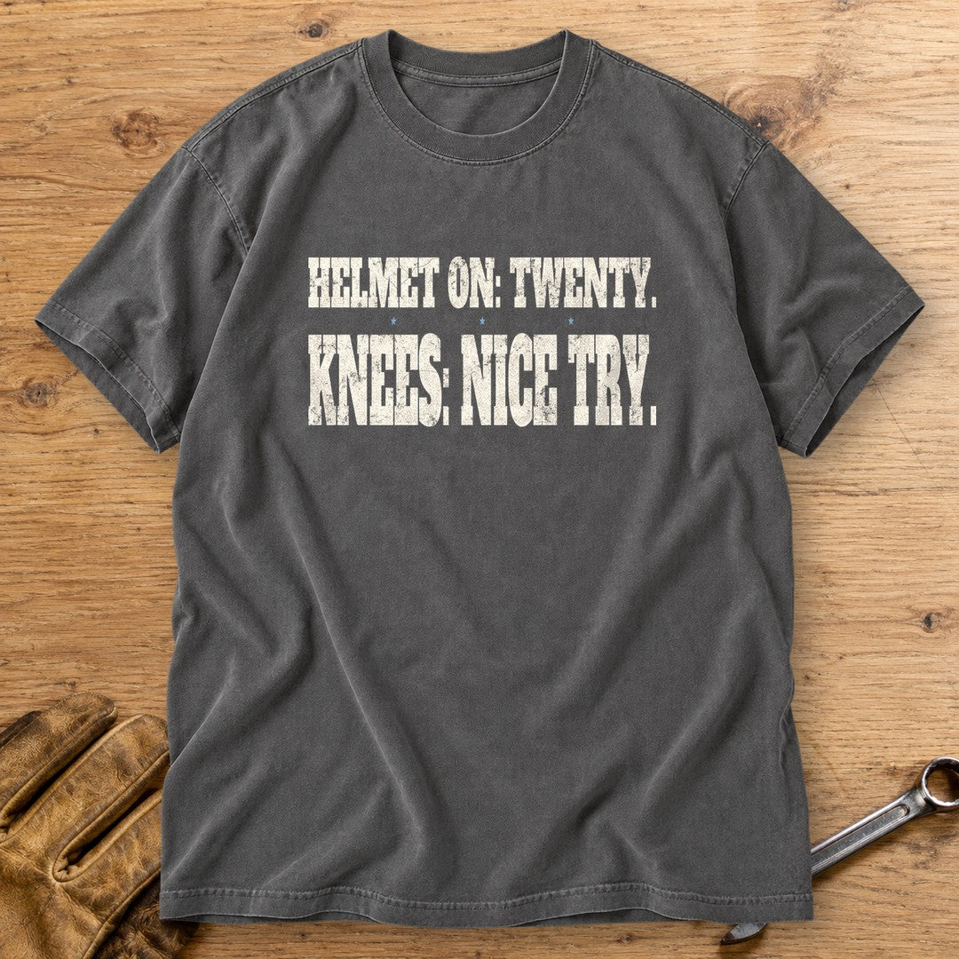 Helmet On Twenty Premium T-Shirt - Pepper - bench