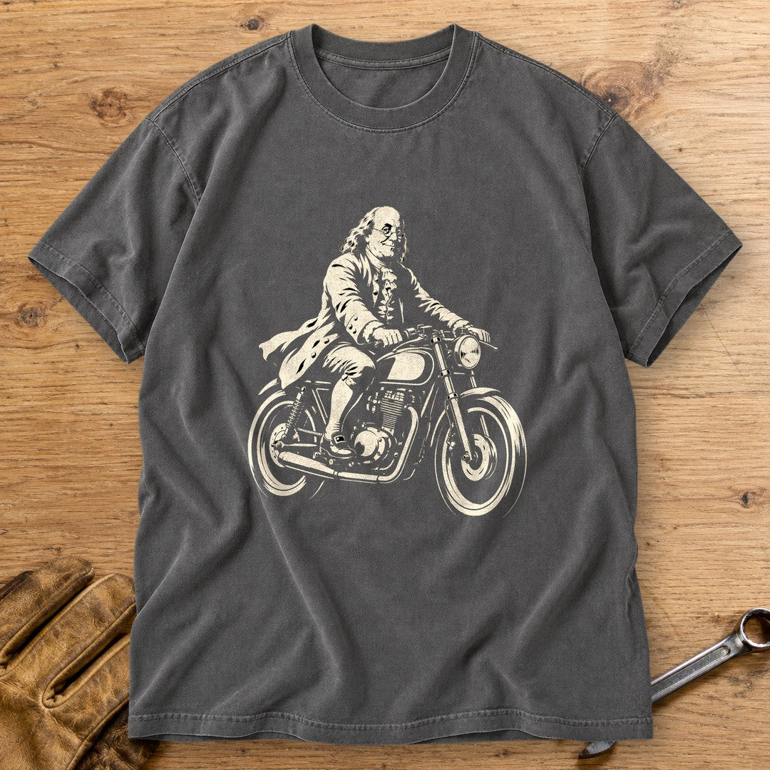 Benjamin Franklin Cafe Racer Premium T-Shirt - Pepper - bench