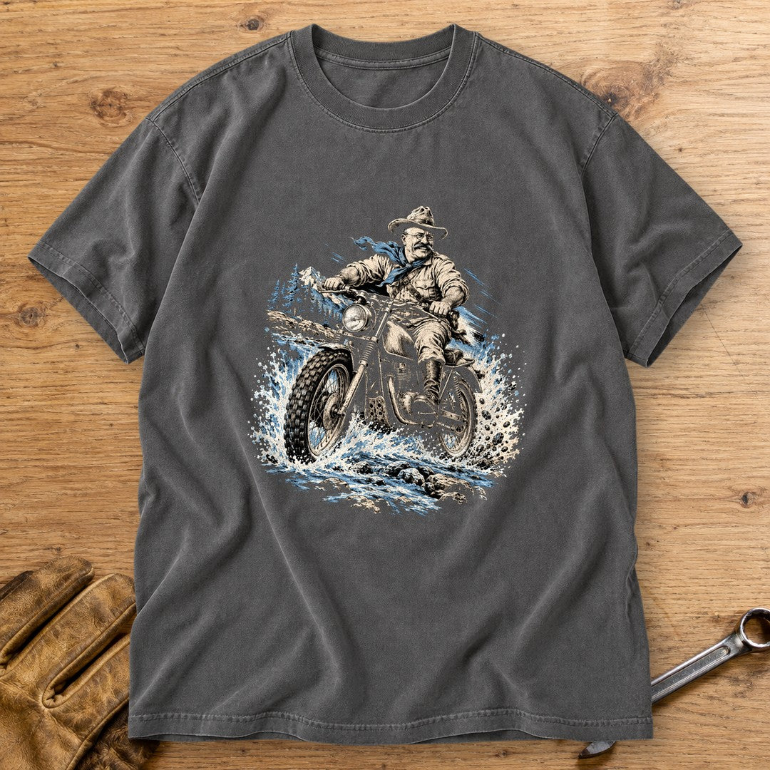 Theodore Roosevelt River Crossing Premium T-Shirt - Pepper - bench
