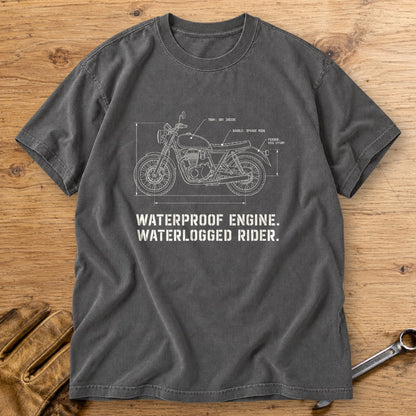 Waterproof Engine Blueprint Premium T-Shirt - Pepper - bench