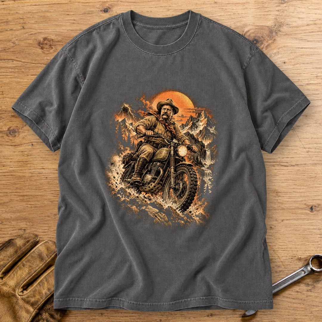 Theodore Roosevelt Mountain Trail Premium T-Shirt - Pepper - bench