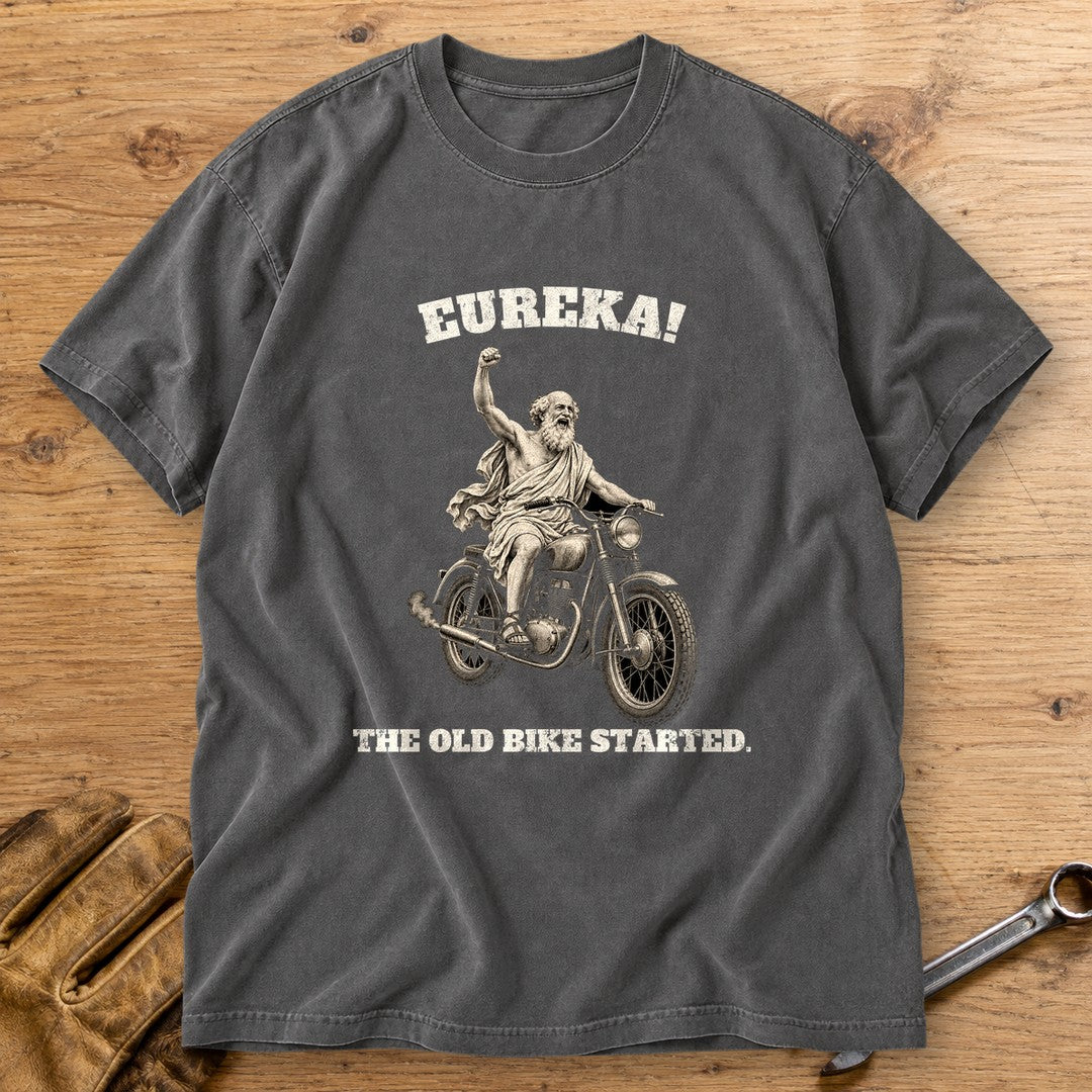 Archimedes Old Bike Started Premium T-Shirt - Pepper - bench