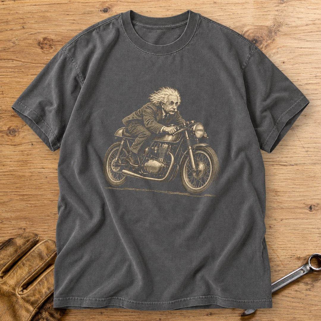 Albert Einstein Cafe Racer Premium T-Shirt - Pepper - bench