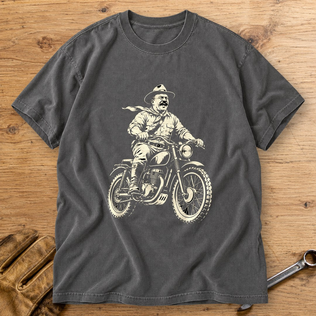 Theodore Roosevelt Laughing Scrambler Premium T-Shirt - Pepper - bench