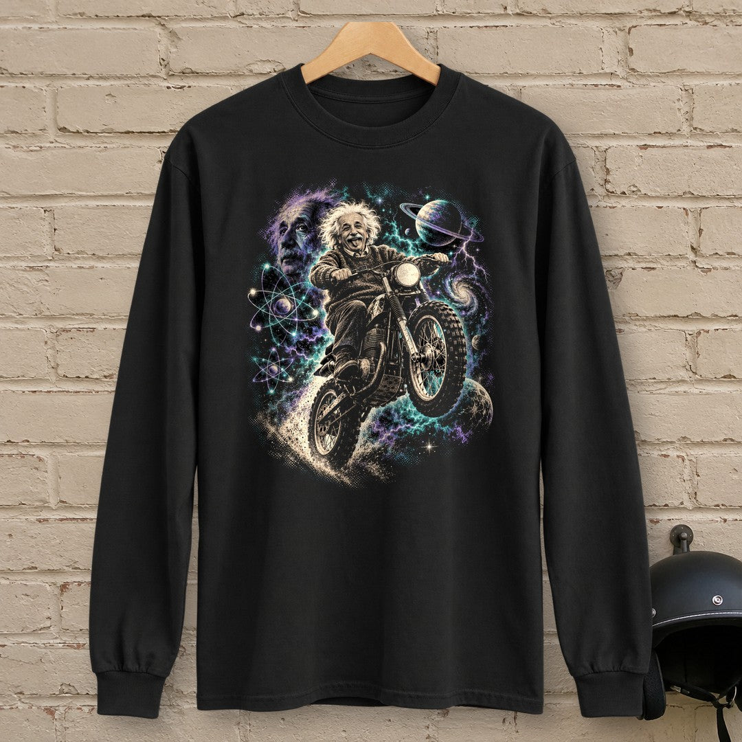Albert Einstein Space Scrambler Long Sleeve T-Shirt - Black - brick