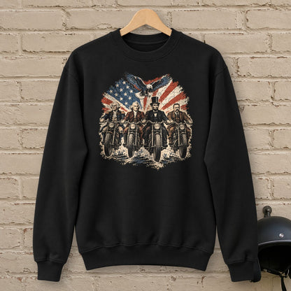 G. Washington, T. Jefferson, A. Lincoln & T. Roosevelt Ride Crewneck Sweatshirt - Black - brick