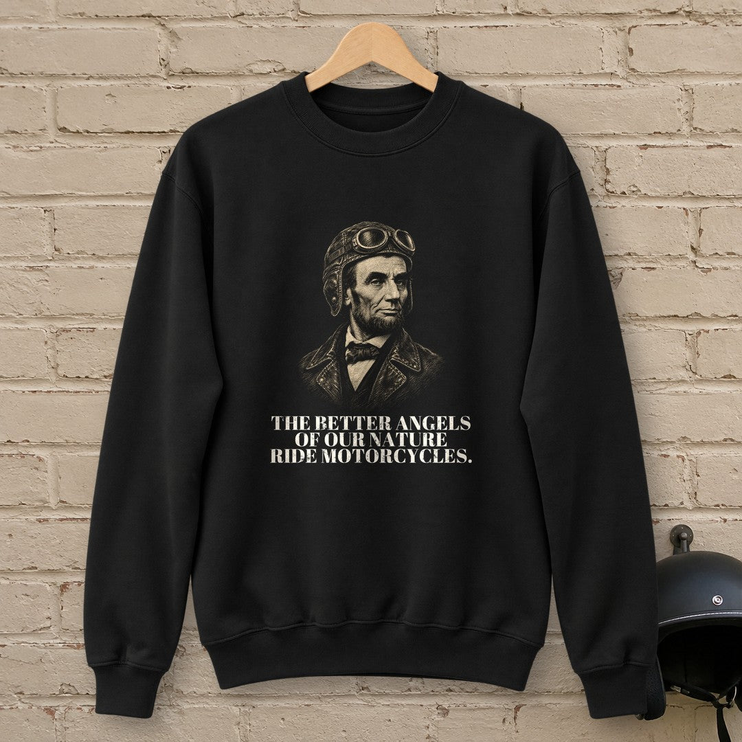 Abraham Lincoln Better Angels Ride Crewneck Sweatshirt - Black - brick