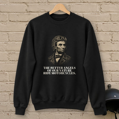 Abraham Lincoln Better Angels Ride Crewneck Sweatshirt - Black - brick