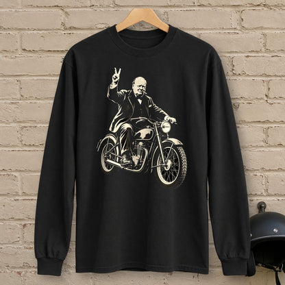 Winston Churchill Victory Ride Long Sleeve T-Shirt - Black - brick